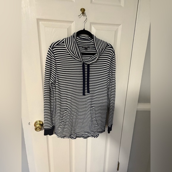 J.Crew Mercantile Striped Waffle Funnelneck Sweatshirt | Nautical Layer | Size M - Picture 4 of 13